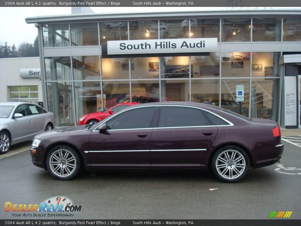 2004 Audi A8 L 4.2 quattro Burgundy Red Pearl Effect / Beige Photo #1