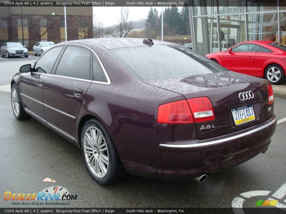 2004 Audi A8 L 4.2 quattro Burgundy Red Pearl Effect / Beige Photo #2