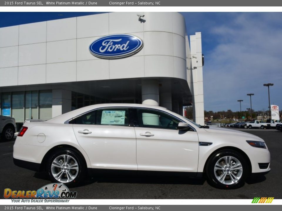 2015 Ford Taurus SEL White Platinum Metallic / Dune Photo #2