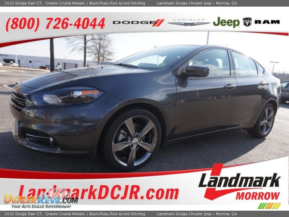 2015 Dodge Dart GT Granite Crystal Metallic / Black/Ruby Red Accent Stitching Photo #1