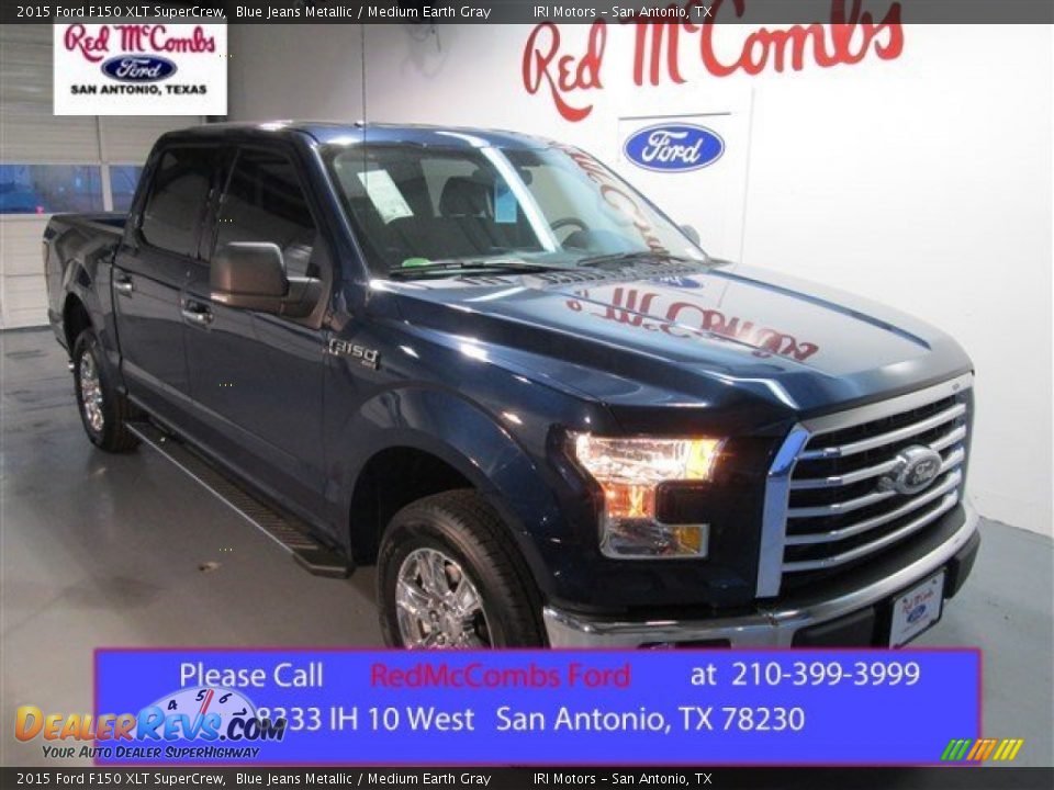 2015 Ford F150 XLT SuperCrew Blue Jeans Metallic / Medium Earth Gray Photo #1