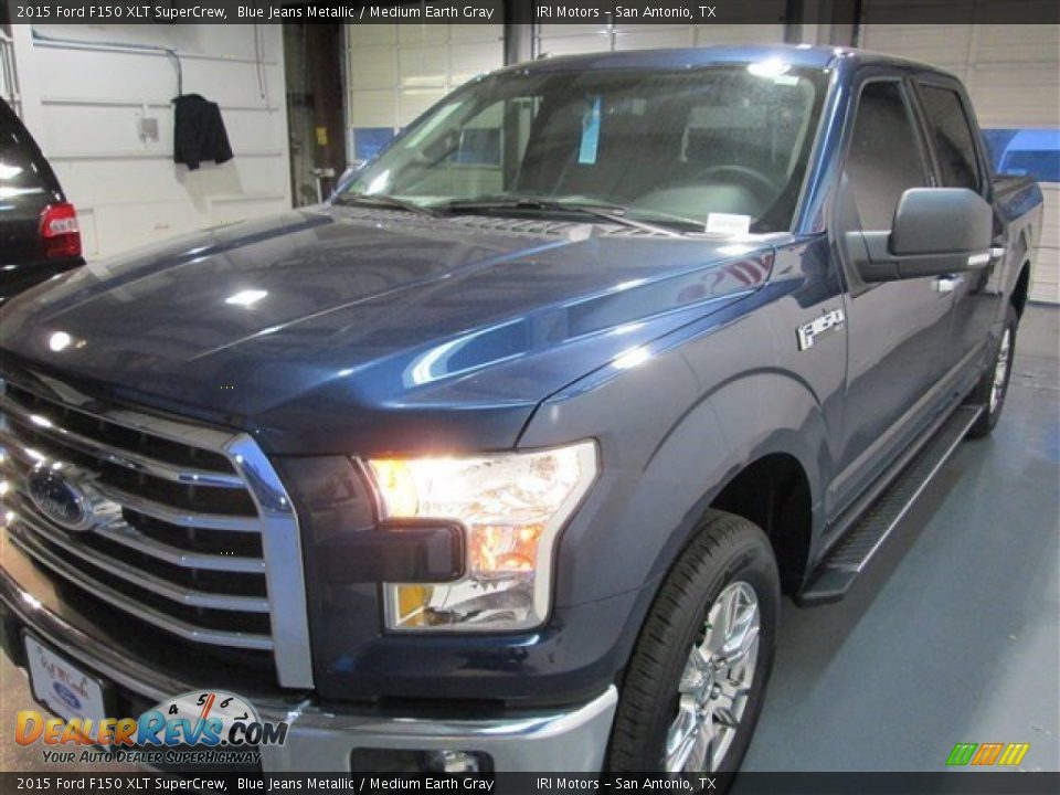 2015 Ford F150 XLT SuperCrew Blue Jeans Metallic / Medium Earth Gray Photo #3