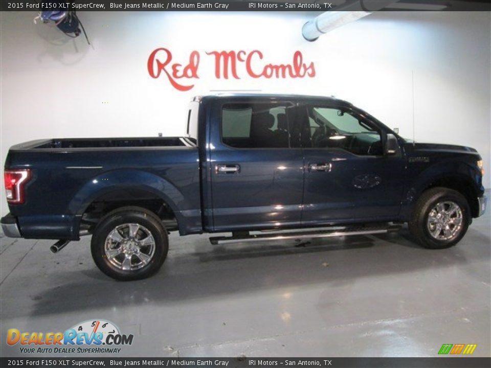 2015 Ford F150 XLT SuperCrew Blue Jeans Metallic / Medium Earth Gray Photo #8