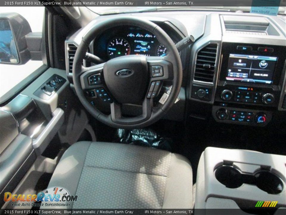 2015 Ford F150 XLT SuperCrew Blue Jeans Metallic / Medium Earth Gray Photo #11