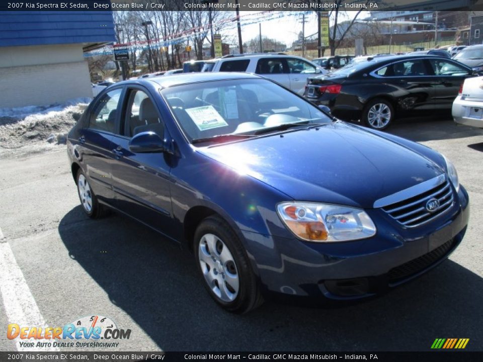 2007 Kia Spectra EX Sedan Deep Ocean Blue / Gray Photo #8