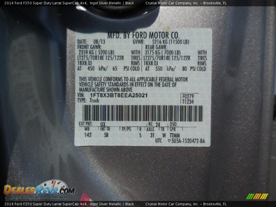 2014 Ford F350 Super Duty Lariat SuperCab 4x4 Ingot Silver Metallic / Black Photo #22