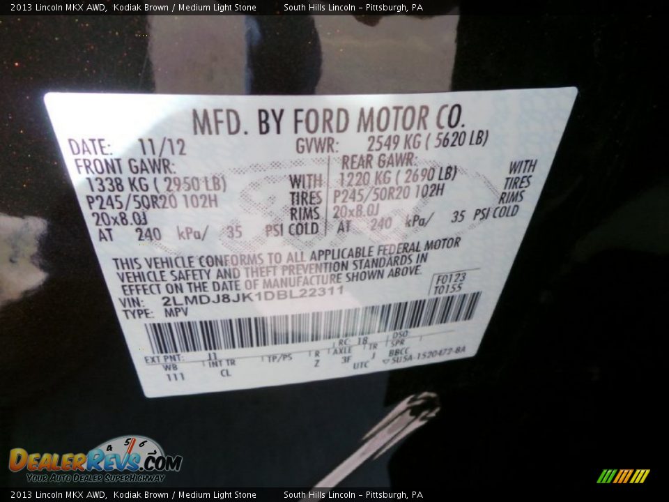 2013 Lincoln MKX AWD Kodiak Brown / Medium Light Stone Photo #23