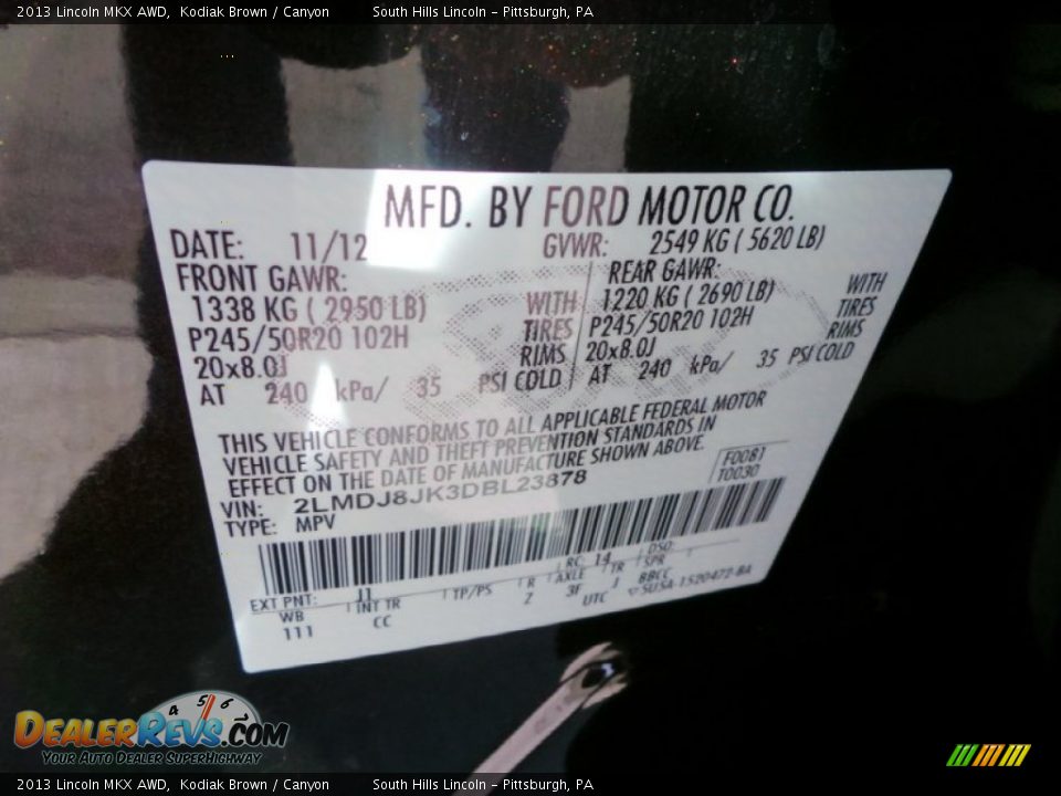 2013 Lincoln MKX AWD Kodiak Brown / Canyon Photo #22