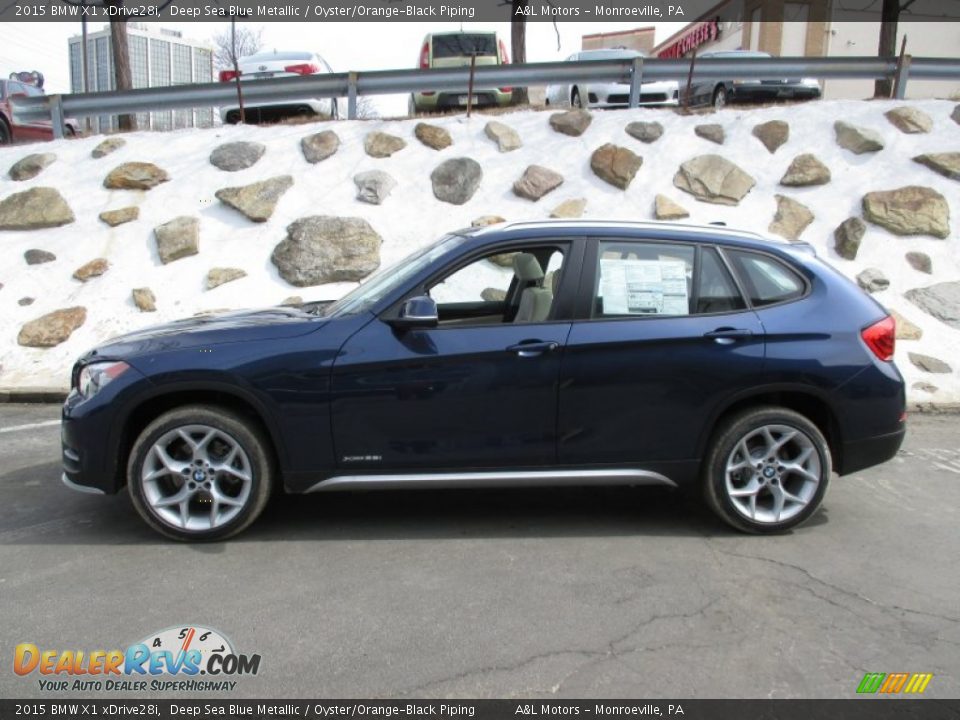 2015 BMW X1 xDrive28i Deep Sea Blue Metallic / Oyster/Orange-Black Piping Photo #2
