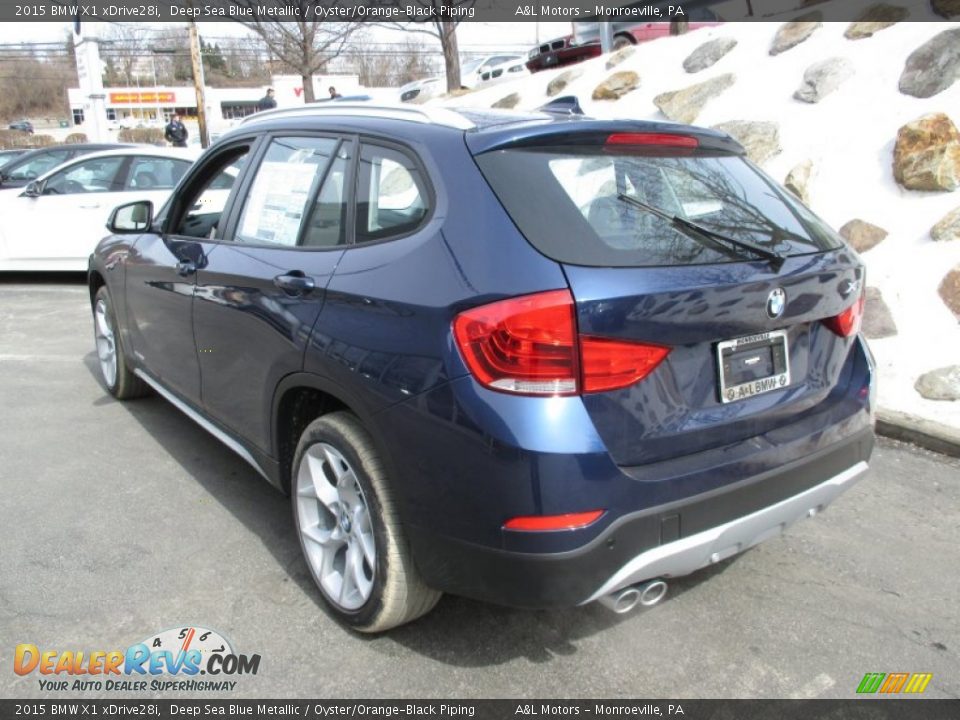 2015 BMW X1 xDrive28i Deep Sea Blue Metallic / Oyster/Orange-Black Piping Photo #4