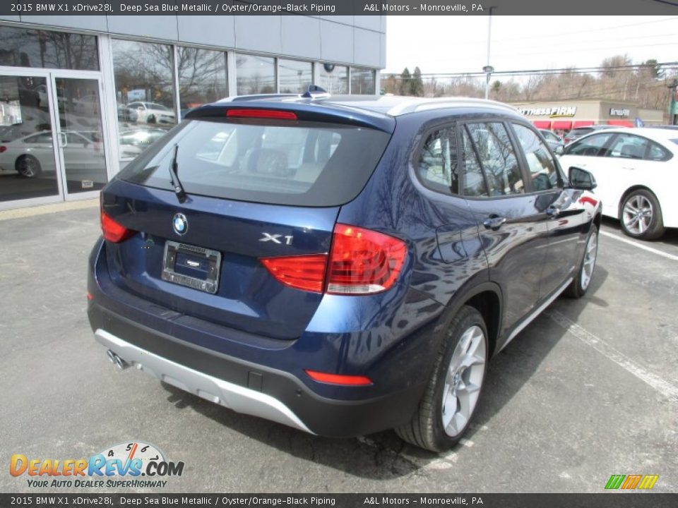 2015 BMW X1 xDrive28i Deep Sea Blue Metallic / Oyster/Orange-Black Piping Photo #6