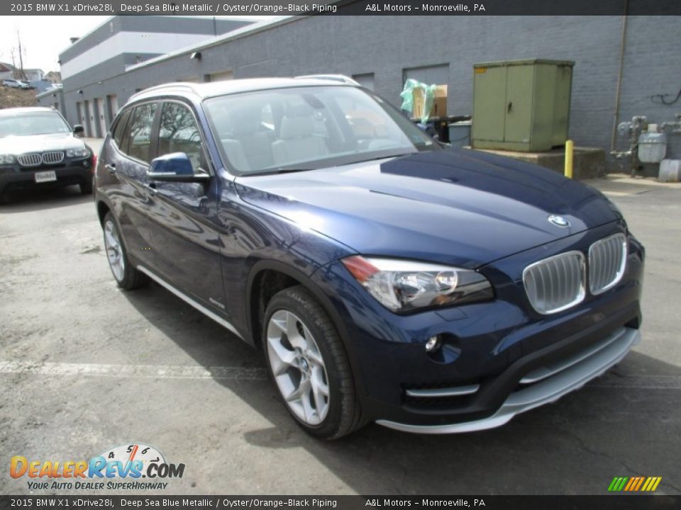 2015 BMW X1 xDrive28i Deep Sea Blue Metallic / Oyster/Orange-Black Piping Photo #7