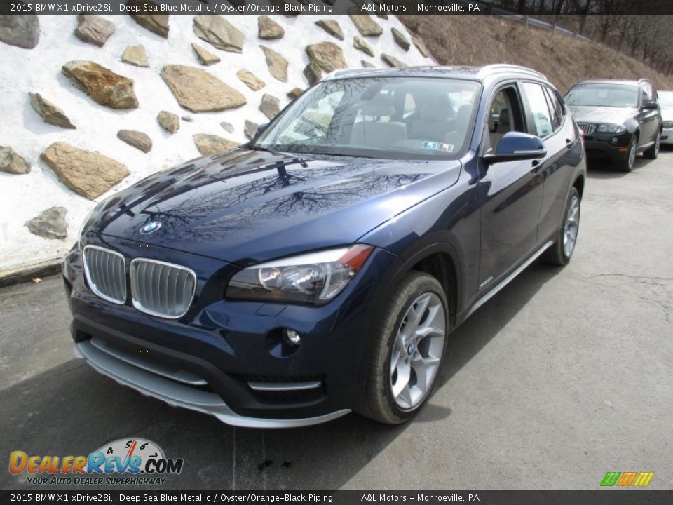 2015 BMW X1 xDrive28i Deep Sea Blue Metallic / Oyster/Orange-Black Piping Photo #9