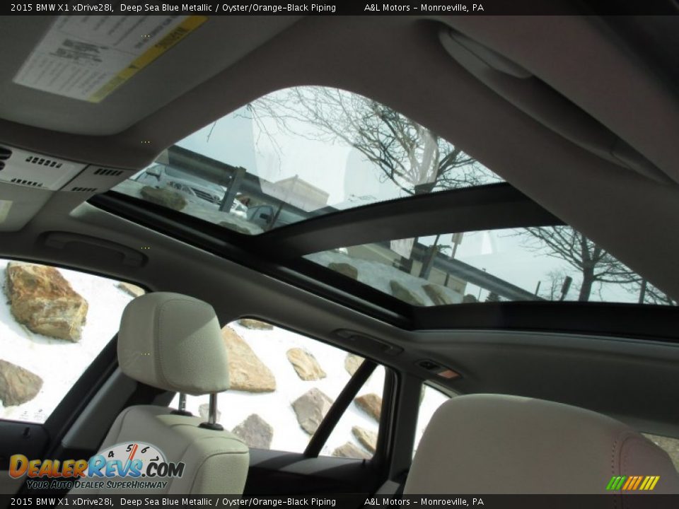 2015 BMW X1 xDrive28i Deep Sea Blue Metallic / Oyster/Orange-Black Piping Photo #11