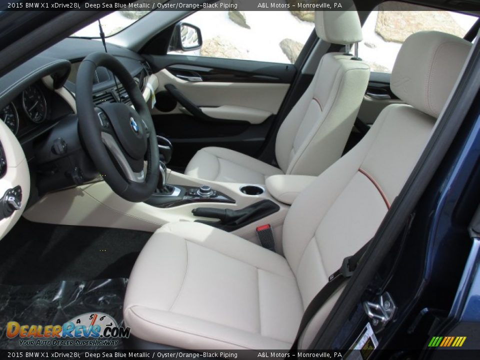 2015 BMW X1 xDrive28i Deep Sea Blue Metallic / Oyster/Orange-Black Piping Photo #12
