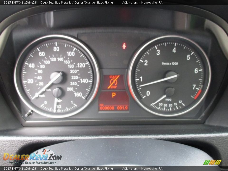 2015 BMW X1 xDrive28i Deep Sea Blue Metallic / Oyster/Orange-Black Piping Photo #19