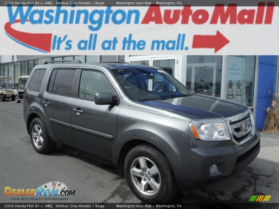 2009 Honda Pilot EX-L 4WD Nimbus Gray Metallic / Beige Photo #1