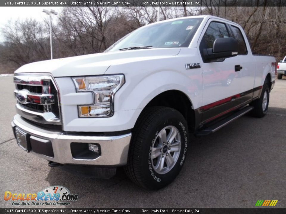 2015 Ford F150 XLT SuperCab 4x4 Oxford White / Medium Earth Gray Photo #4