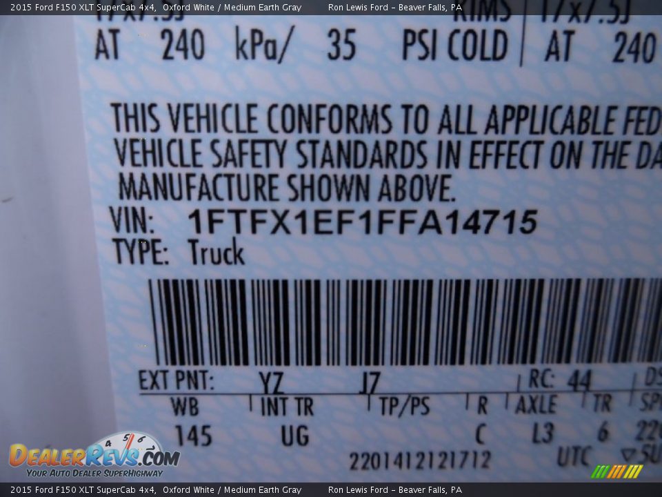 2015 Ford F150 XLT SuperCab 4x4 Oxford White / Medium Earth Gray Photo #16