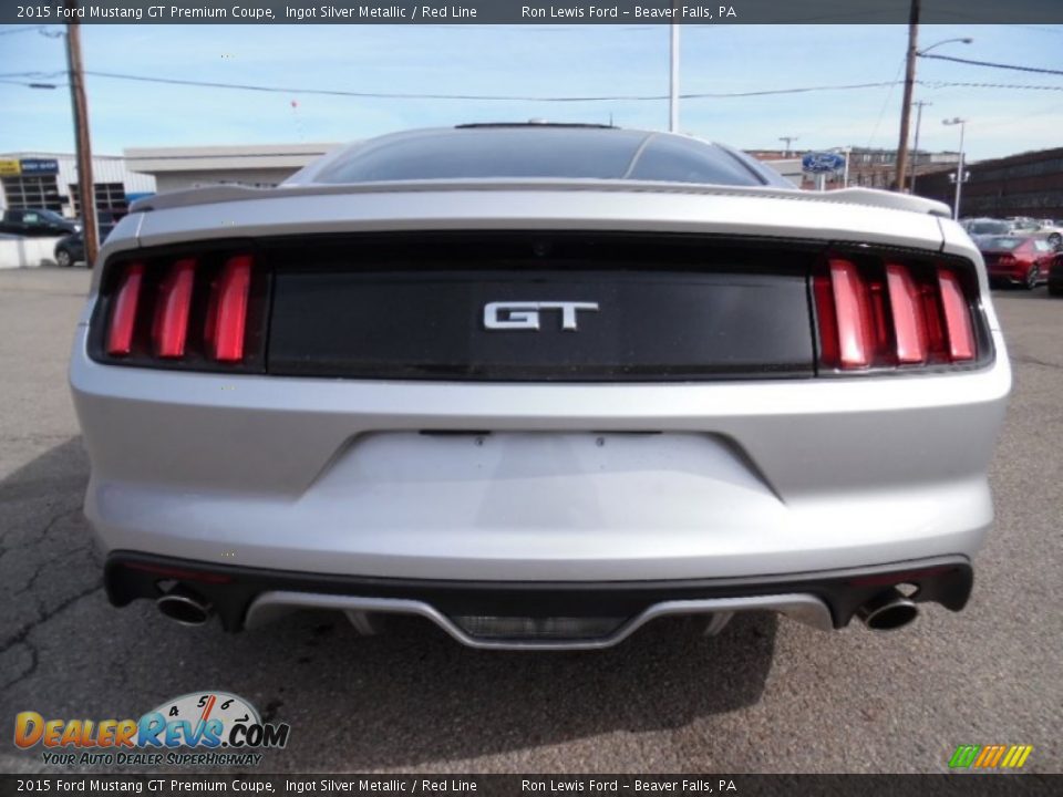 2015 Ford Mustang GT Premium Coupe Ingot Silver Metallic / Red Line Photo #7
