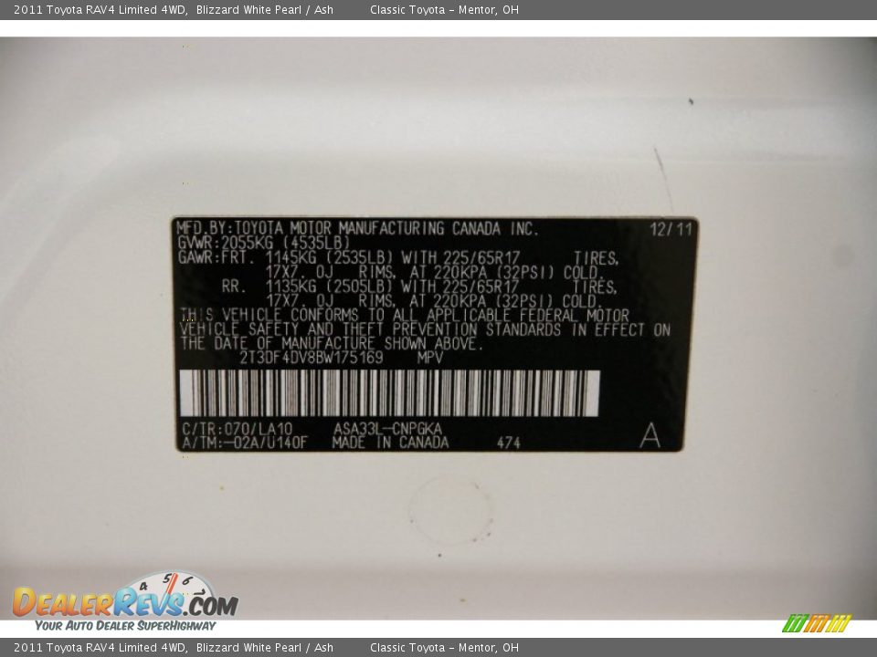 2011 Toyota RAV4 Limited 4WD Blizzard White Pearl / Ash Photo #18