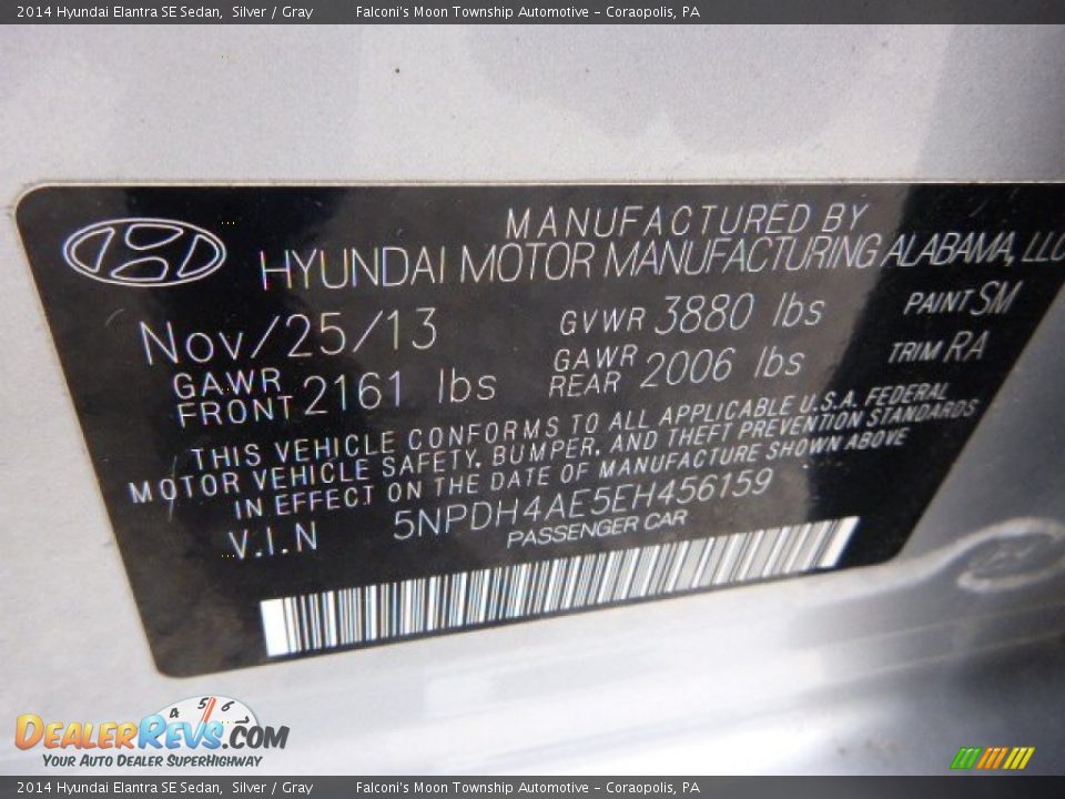 2014 Hyundai Elantra SE Sedan Silver / Gray Photo #4
