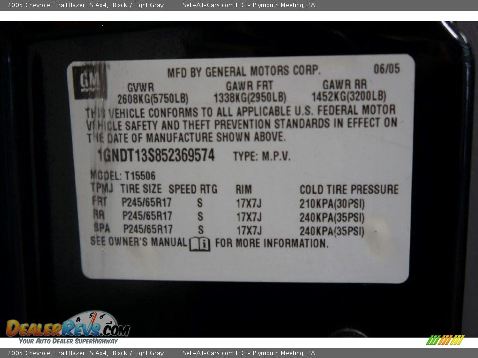 2005 Chevrolet TrailBlazer LS 4x4 Black / Light Gray Photo #14