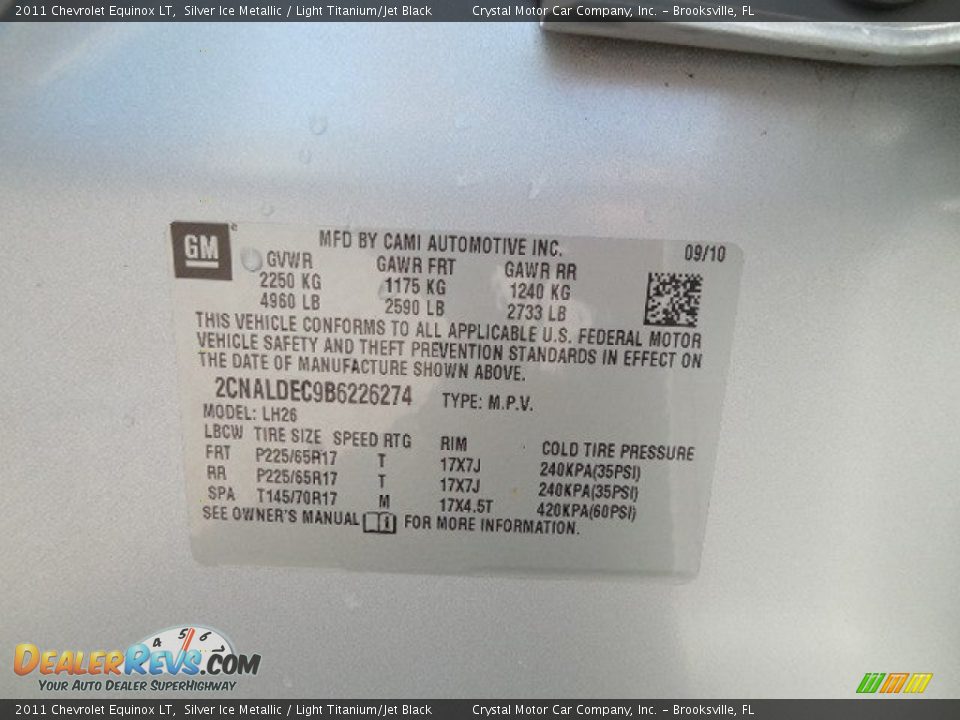 2011 Chevrolet Equinox LT Silver Ice Metallic / Light Titanium/Jet Black Photo #23