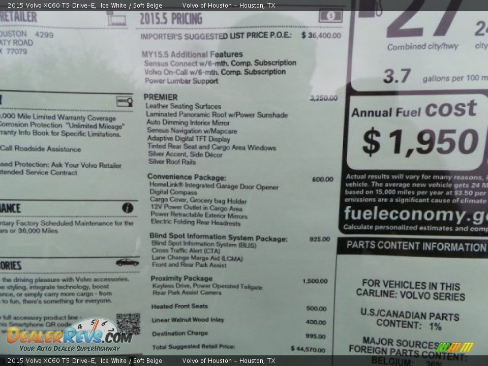 2015 Volvo XC60 T5 Drive-E Ice White / Soft Beige Photo #31