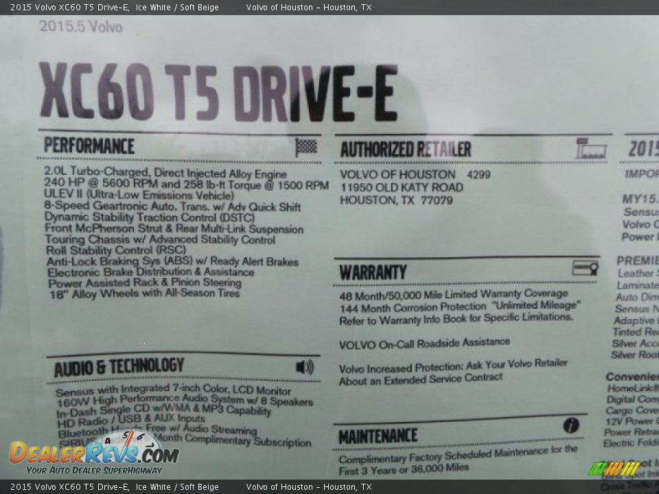 2015 Volvo XC60 T5 Drive-E Ice White / Soft Beige Photo #32