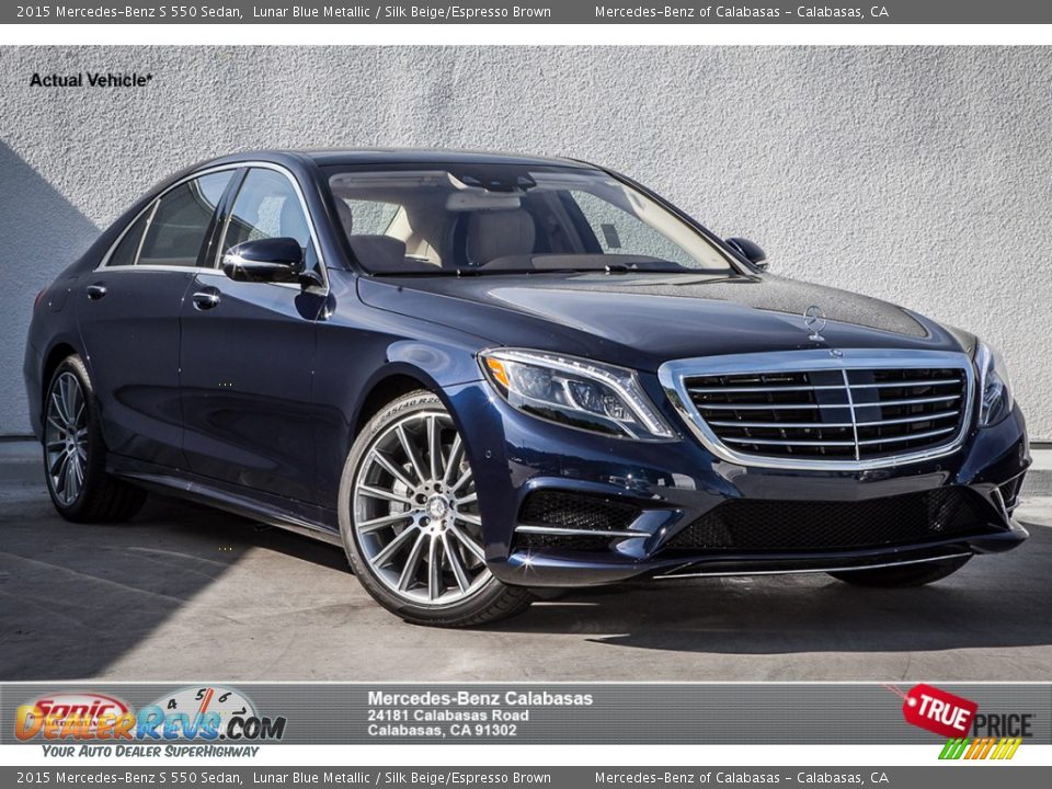 2015 Mercedes-Benz S 550 Sedan Lunar Blue Metallic / Silk Beige/Espresso Brown Photo #1