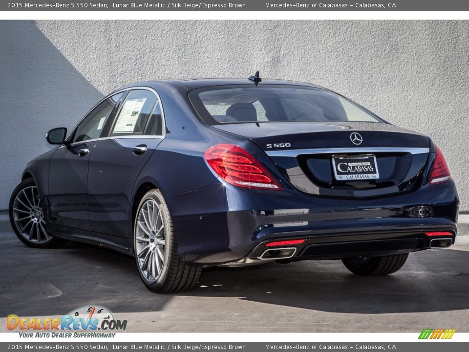 2015 Mercedes-Benz S 550 Sedan Lunar Blue Metallic / Silk Beige/Espresso Brown Photo #2