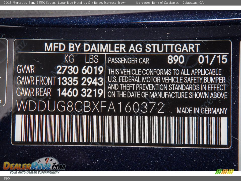 Mercedes-Benz Color Code 890 Lunar Blue Metallic