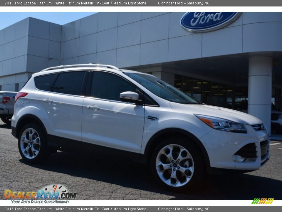 2015 Ford Escape Titanium White Platinum Metallic Tri-Coat / Medium Light Stone Photo #1