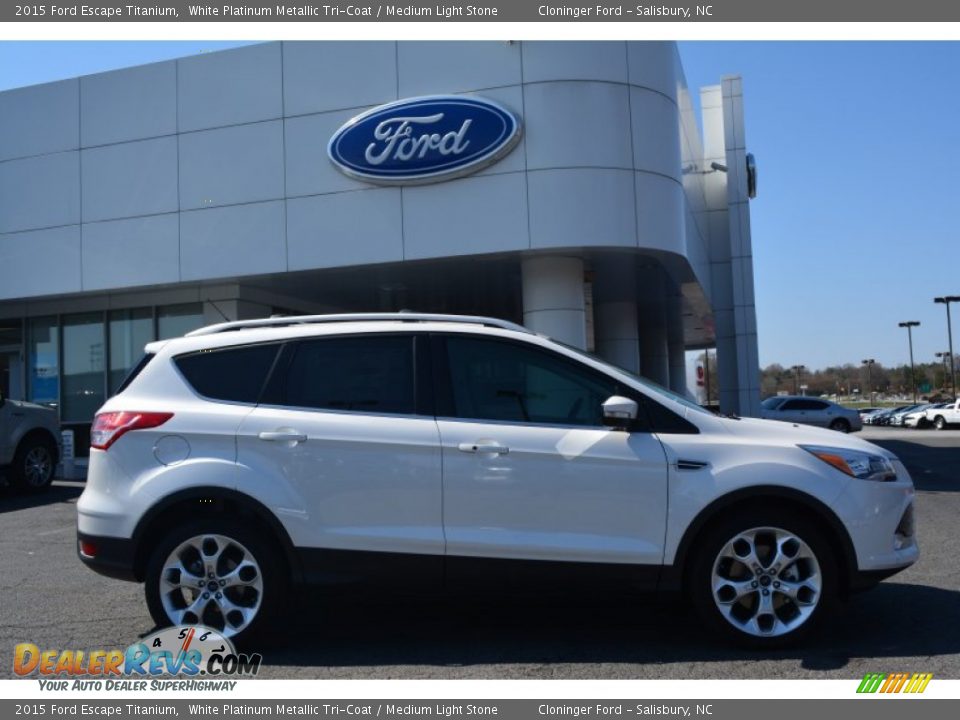2015 Ford Escape Titanium White Platinum Metallic Tri-Coat / Medium Light Stone Photo #2
