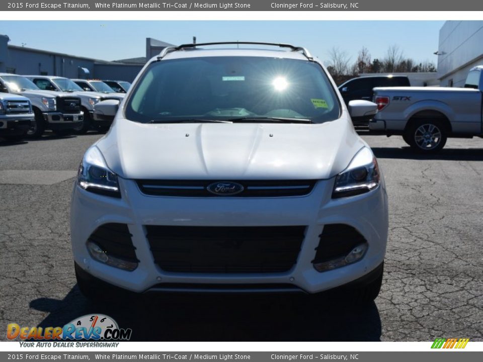 2015 Ford Escape Titanium White Platinum Metallic Tri-Coat / Medium Light Stone Photo #4