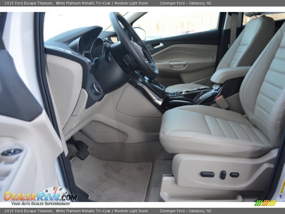 2015 Ford Escape Titanium White Platinum Metallic Tri-Coat / Medium Light Stone Photo #7