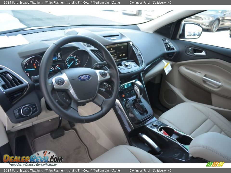2015 Ford Escape Titanium White Platinum Metallic Tri-Coat / Medium Light Stone Photo #8