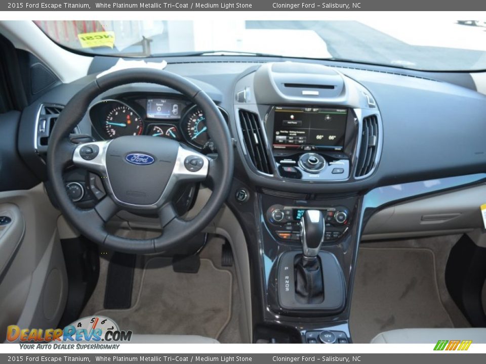 2015 Ford Escape Titanium White Platinum Metallic Tri-Coat / Medium Light Stone Photo #9