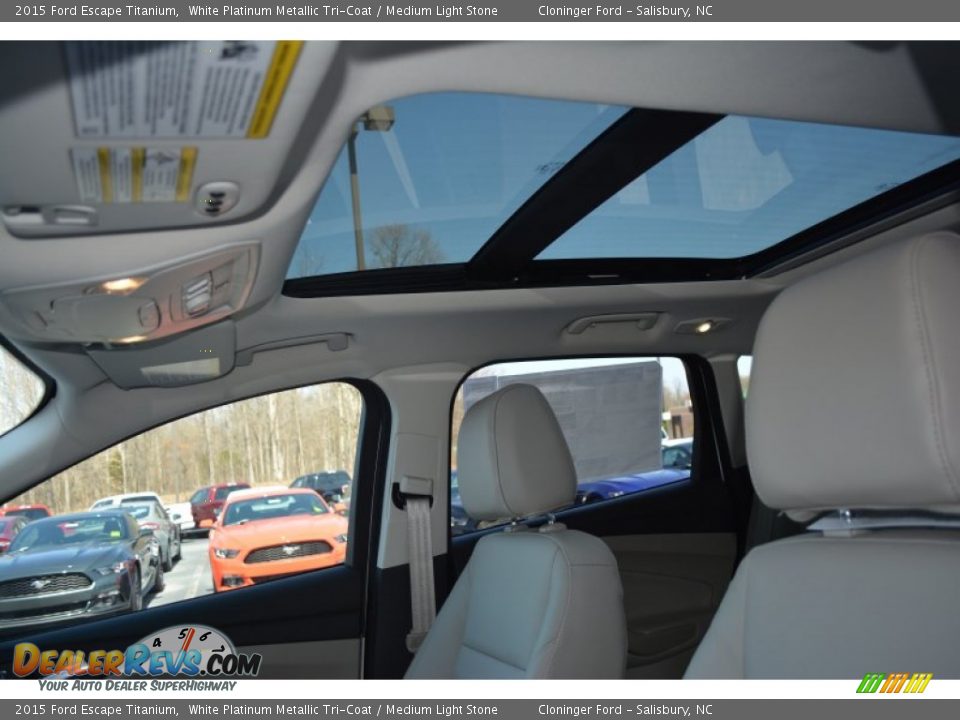 2015 Ford Escape Titanium White Platinum Metallic Tri-Coat / Medium Light Stone Photo #13