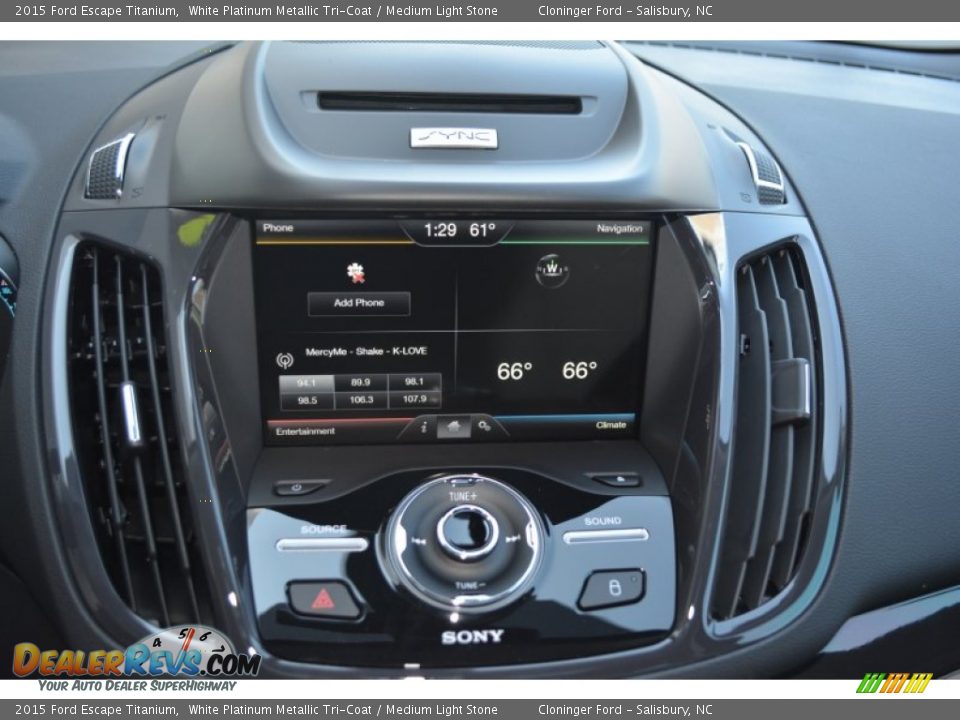 2015 Ford Escape Titanium White Platinum Metallic Tri-Coat / Medium Light Stone Photo #14
