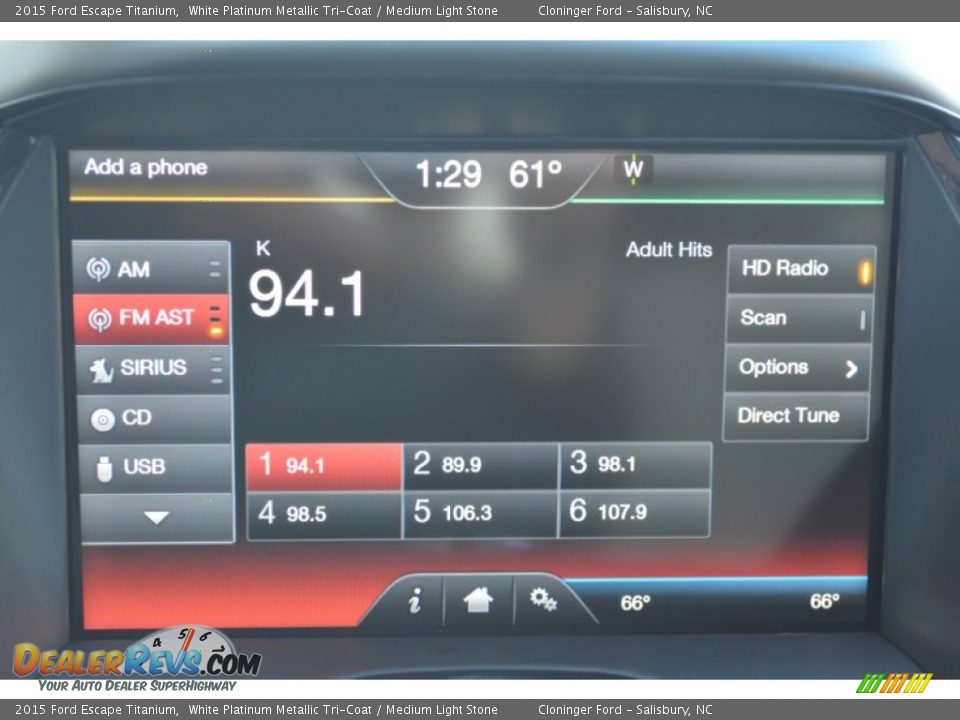 2015 Ford Escape Titanium White Platinum Metallic Tri-Coat / Medium Light Stone Photo #15