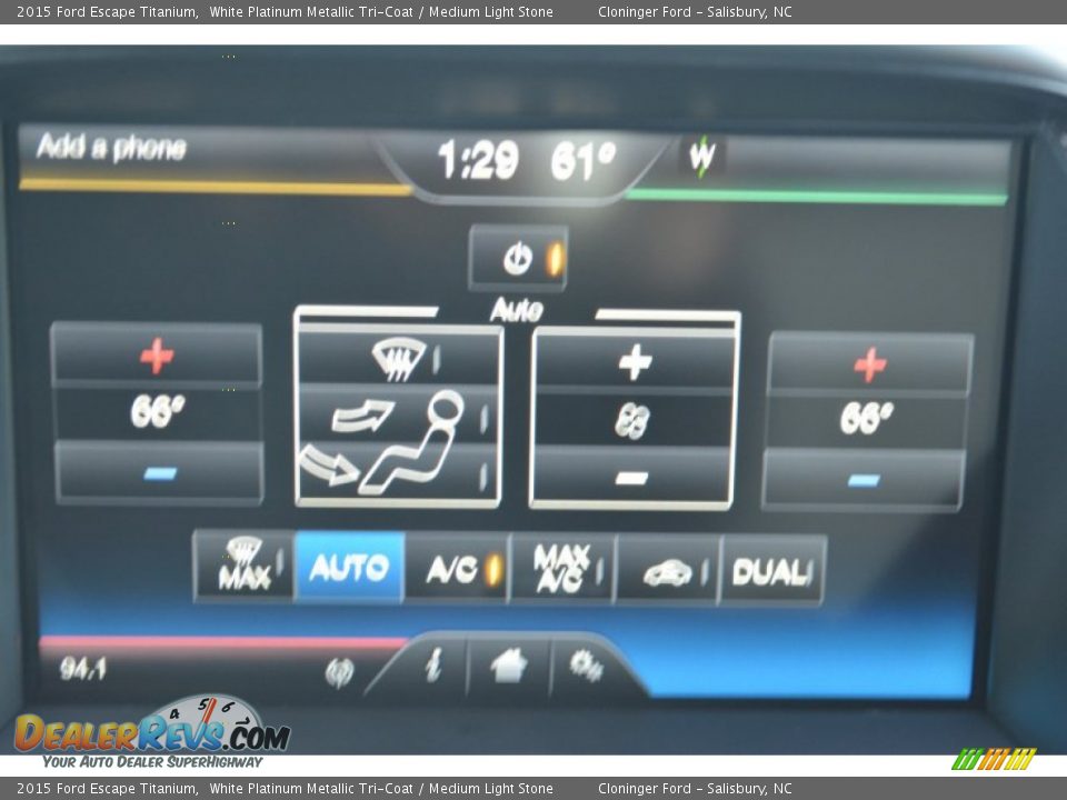 2015 Ford Escape Titanium White Platinum Metallic Tri-Coat / Medium Light Stone Photo #16