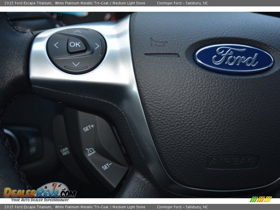 2015 Ford Escape Titanium White Platinum Metallic Tri-Coat / Medium Light Stone Photo #24
