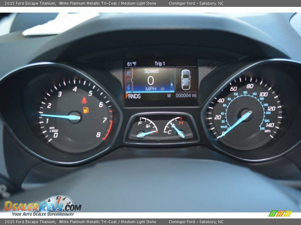 2015 Ford Escape Titanium White Platinum Metallic Tri-Coat / Medium Light Stone Photo #26