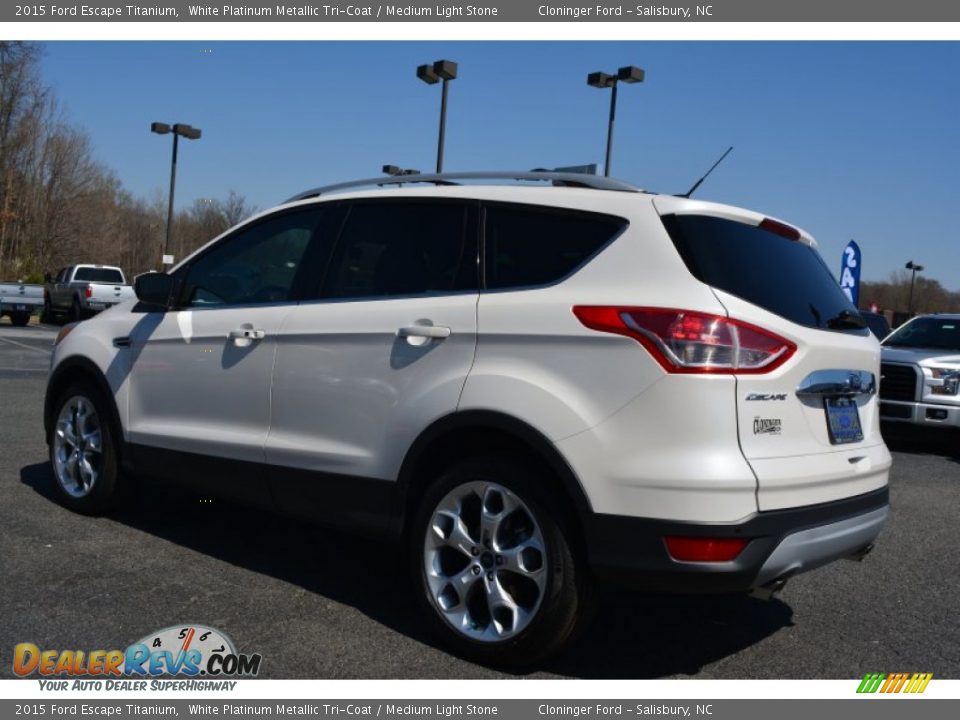 2015 Ford Escape Titanium White Platinum Metallic Tri-Coat / Medium Light Stone Photo #30