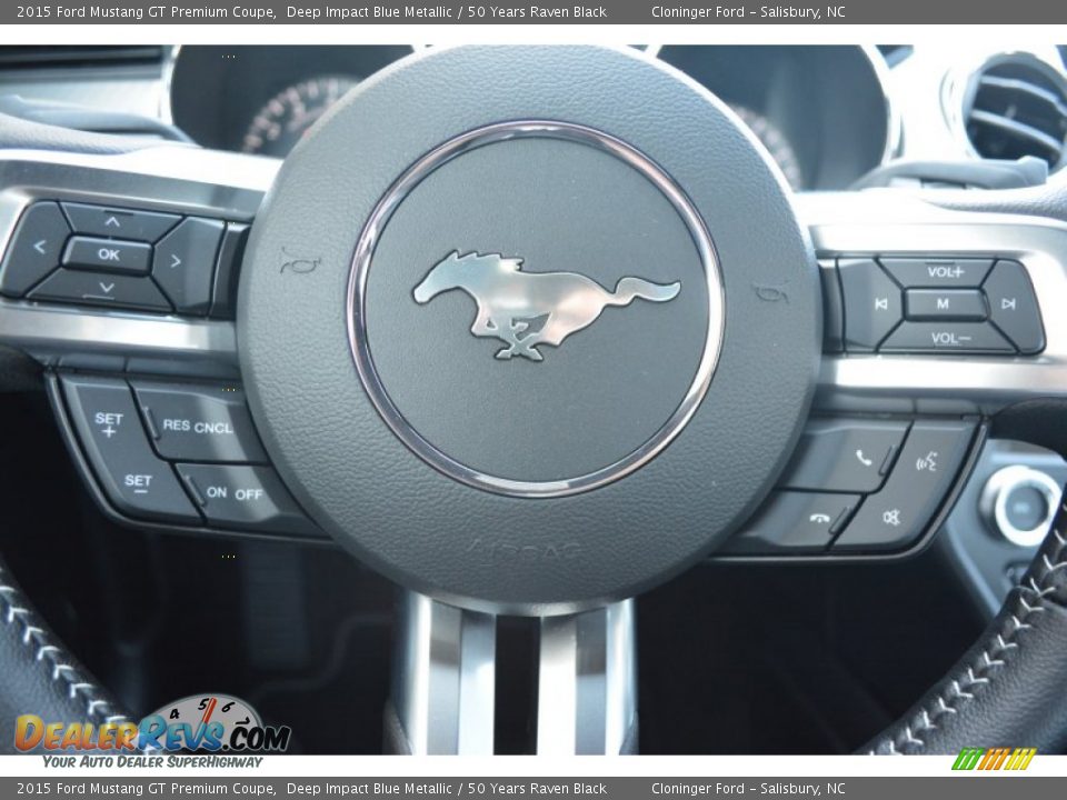 2015 Ford Mustang GT Premium Coupe Deep Impact Blue Metallic / 50 Years Raven Black Photo #18