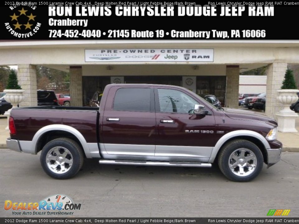 2012 Dodge Ram 1500 Laramie Crew Cab 4x4 Deep Molten Red Pearl / Light Pebble Beige/Bark Brown Photo #1
