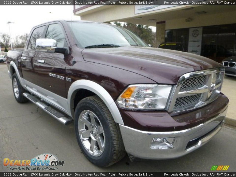 2012 Dodge Ram 1500 Laramie Crew Cab 4x4 Deep Molten Red Pearl / Light Pebble Beige/Bark Brown Photo #3