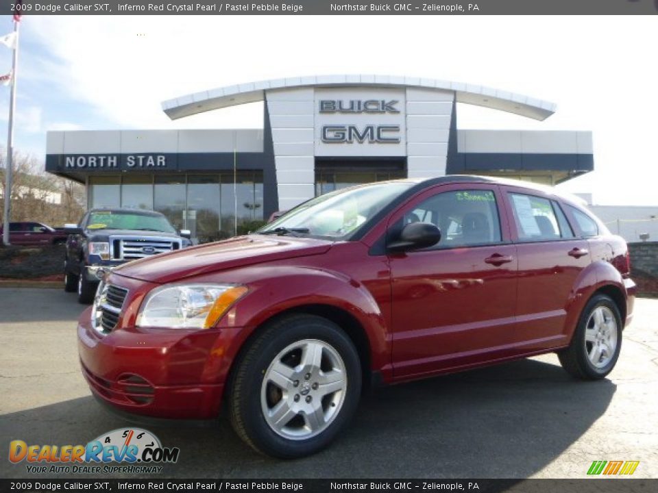 2009 Dodge Caliber SXT Inferno Red Crystal Pearl / Pastel Pebble Beige Photo #1